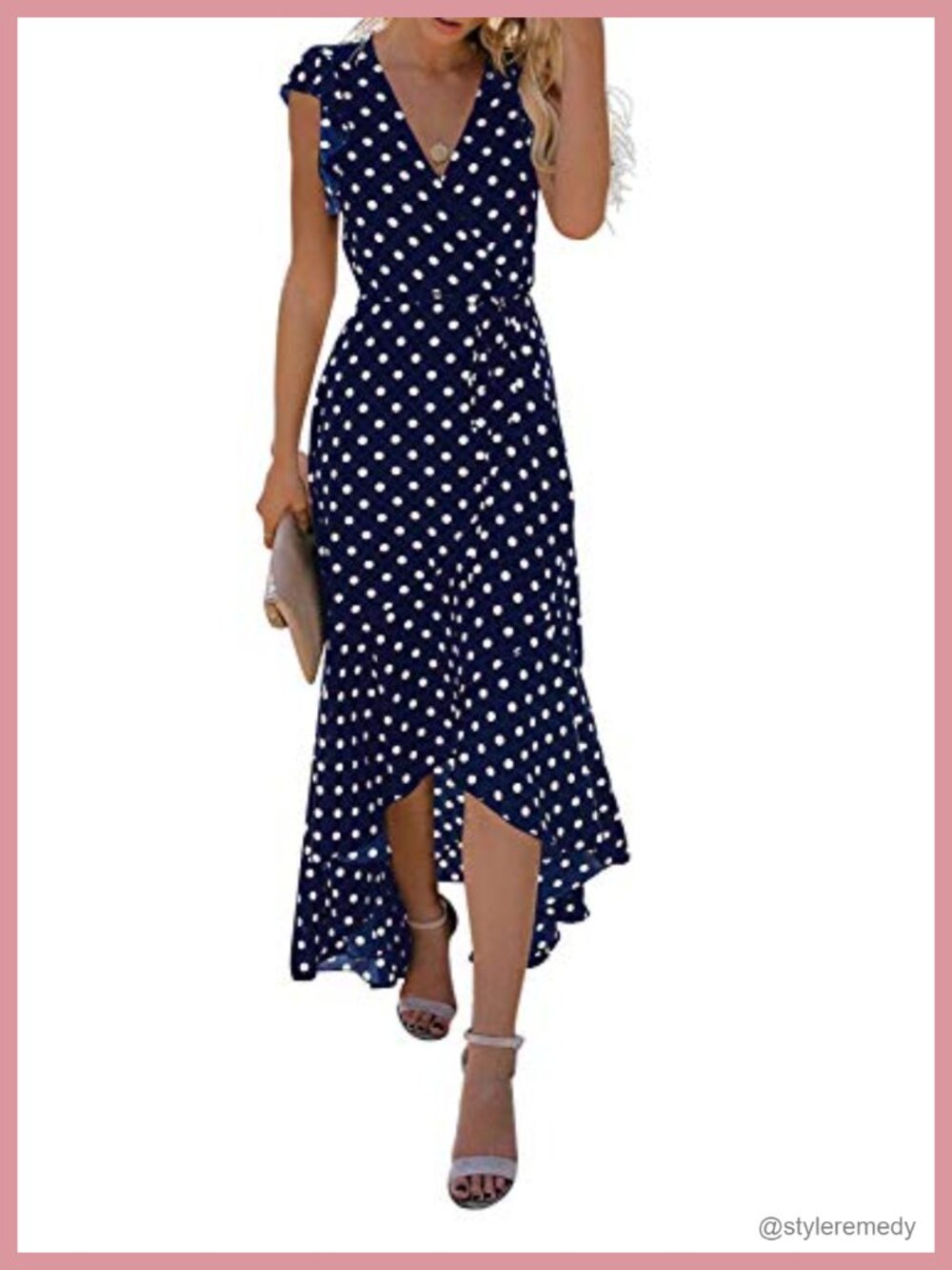 Bohemian Flowy Cross V-Neck Ruffle Cap Sleeve High Low Maxi Dress